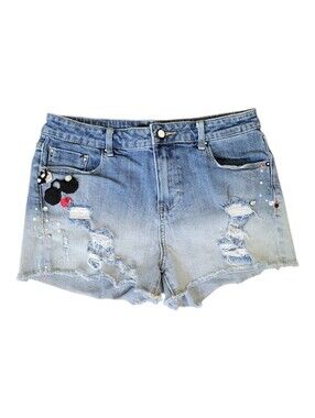Fracomina Belen High Waist Denim Jean Shorts Embellished Cut Off Distressed 28